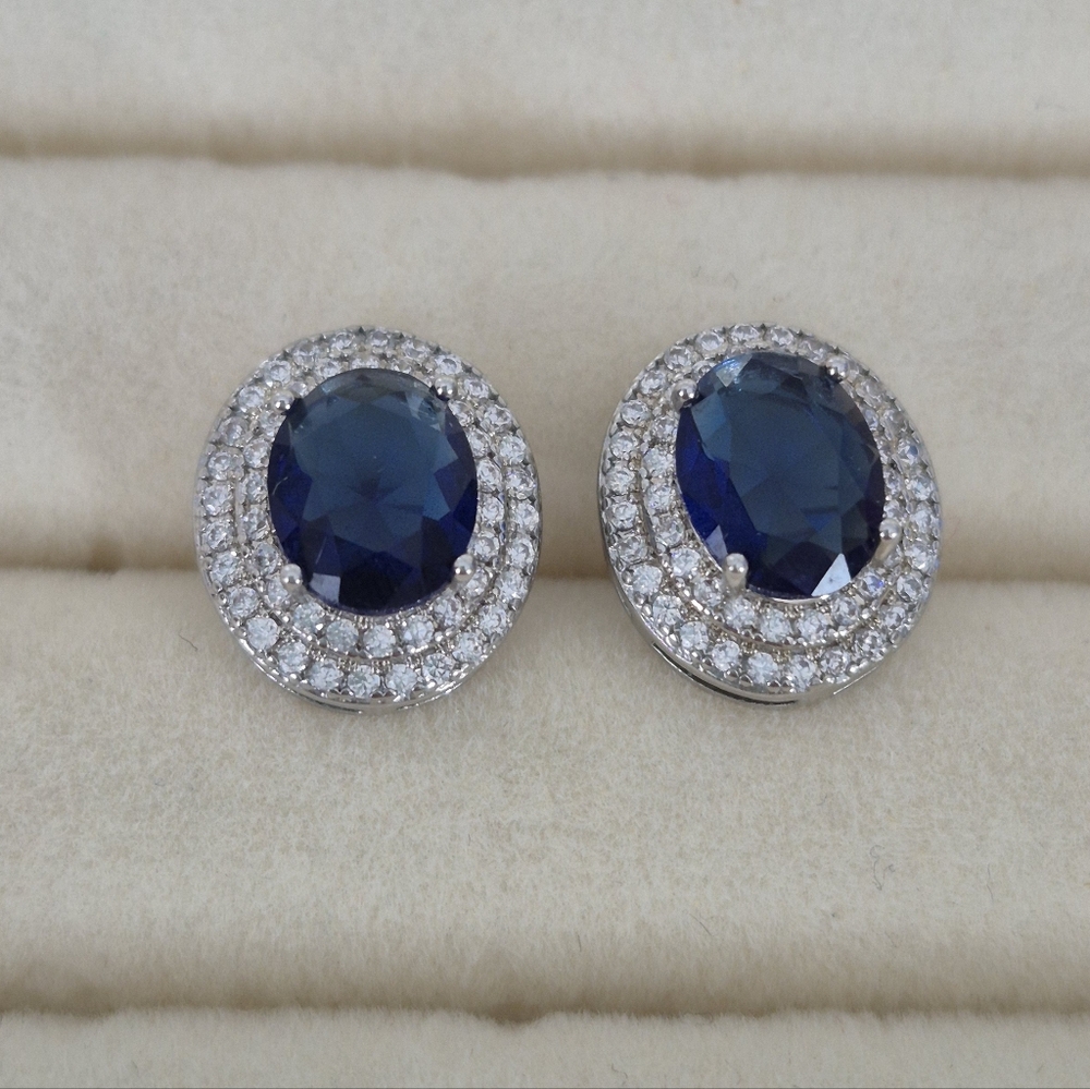⚡️Elegant Blue and Silver Stud Earrings